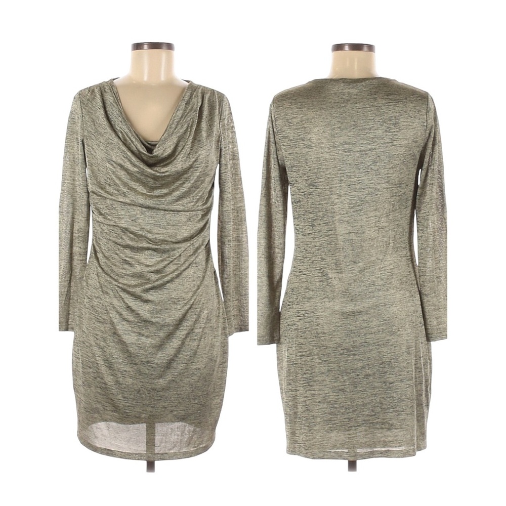 Tahari Black & Biege Metallic Dress Size Large